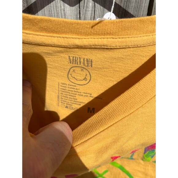 Nirvana Rainbow Smiley Face Yellow Shirt Womens Size Medium - Picture 3 of 3